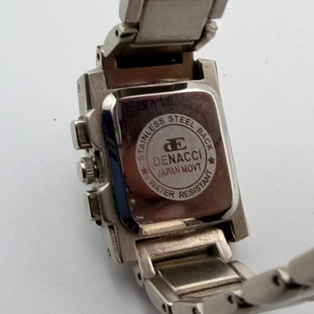 Vintage Denacci Men's Stainless Steel Tank Watch Working New Battery